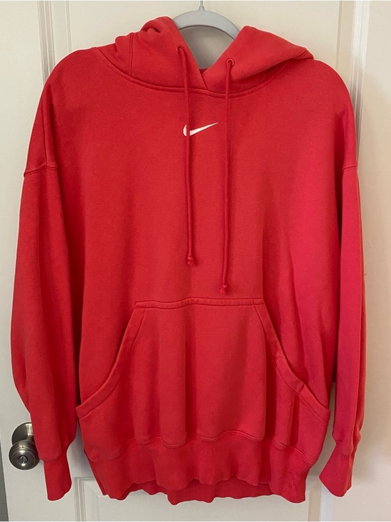 Nike Tops - Nike Bright Coral Hoodie with Small White Swoosh